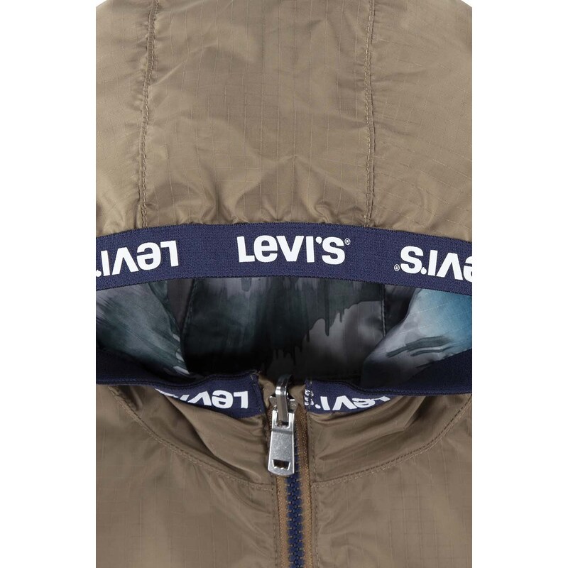 Dětská oboustranná bunda Levi's LVB REVERSIBLE BOY'S WIND JKT béžová barva