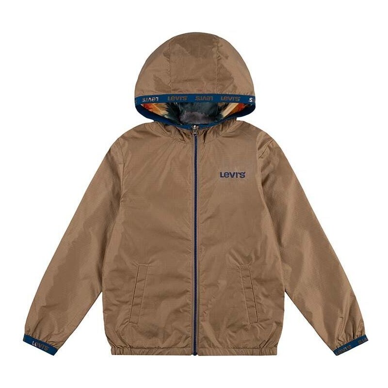 Dětská bunda Levi's LVB REVERSIBLE BOY'S WIND JKT hnědá barva