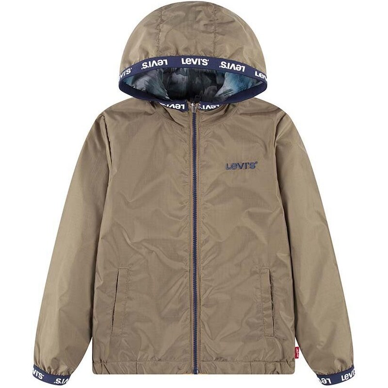 Dětská oboustranná bunda Levi's LVB REVERSIBLE BOY'S WIND JKT béžová barva