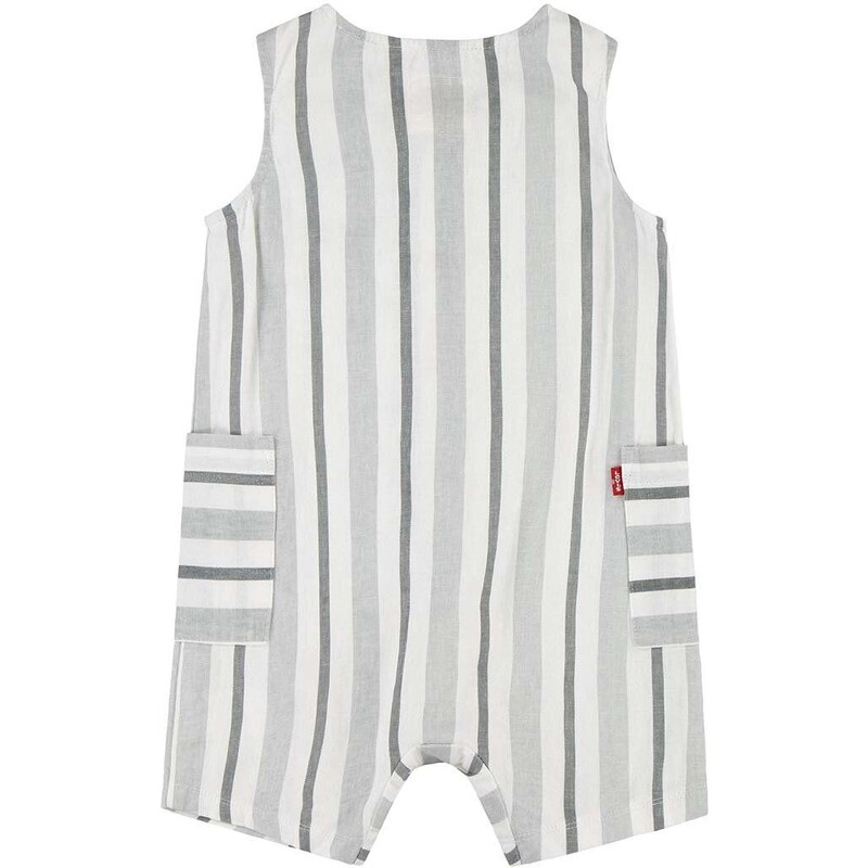 Dětské dupačky ze směsi lnu Levi's LVB STRIPE ROMPER & BUCKET HAT