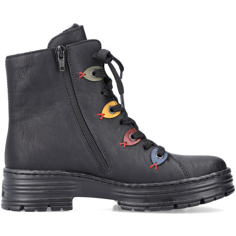 Dámská flexiblová kotníková obuv z ekokůže X8541-00 Rieker černá