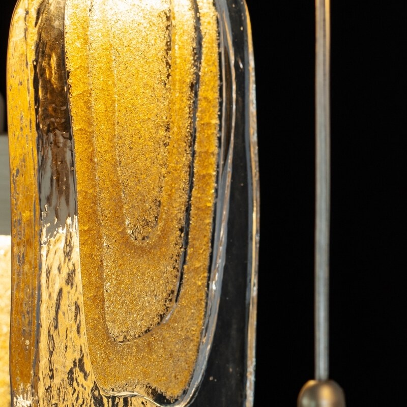 Zlaté skleněné závěsné LED světlo Grani 98 cm