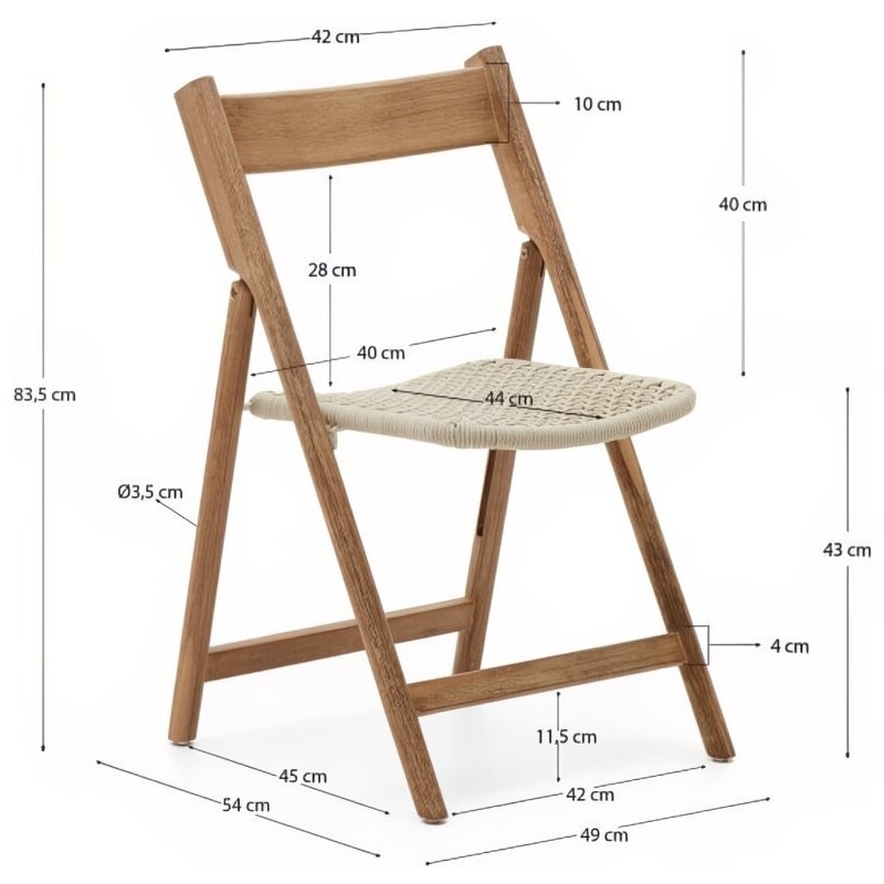 Dřevěná zahradní skládací židle Kave Home Dandara s bílým výpletem