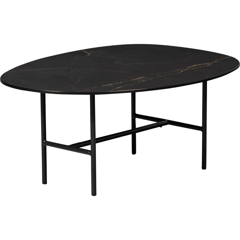 Hoorns Černý konferenční stolek Vayen 80 x 60 cm s mramorovým dekorem