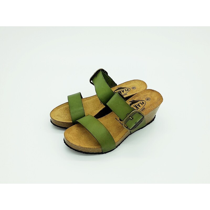 Dámské kožené pantofle 883004-06 PLAKTON zelená
