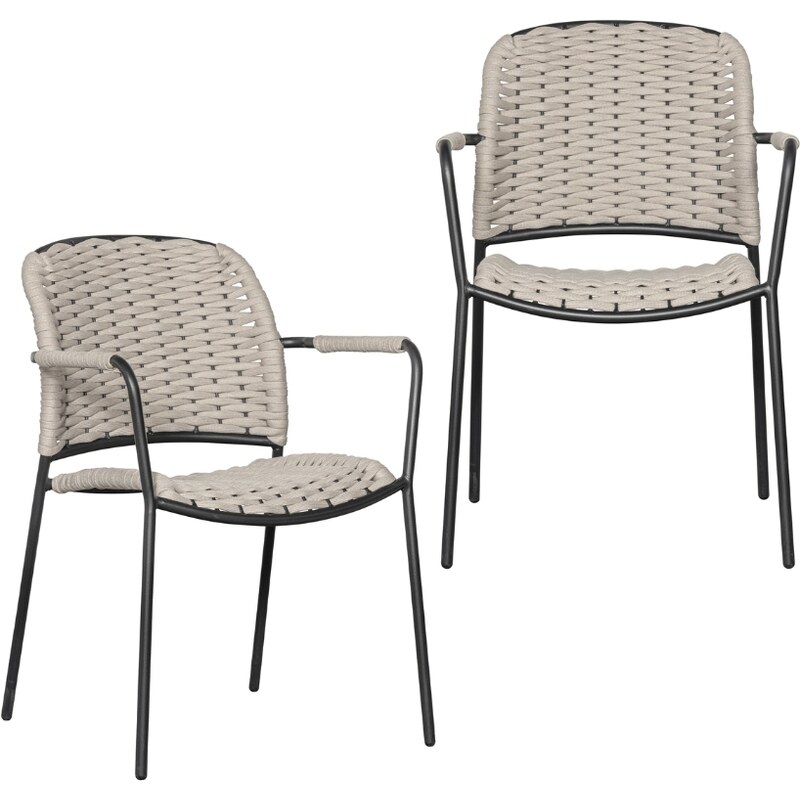 Hoorns Set dvou béžových hliníkových zahradních židlí Tiga s područkami