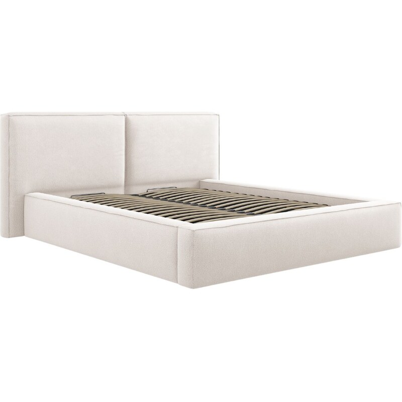 Béžová čalouněná dvoulůžková postel MICADONI Jodie 160 x 200 cm