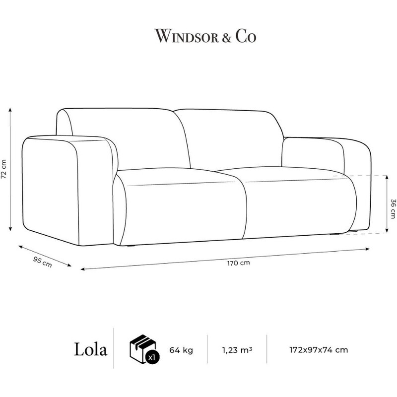 Oranžová čalouněná dvoumístná pohovka Windsor & Co Lola 170 cm