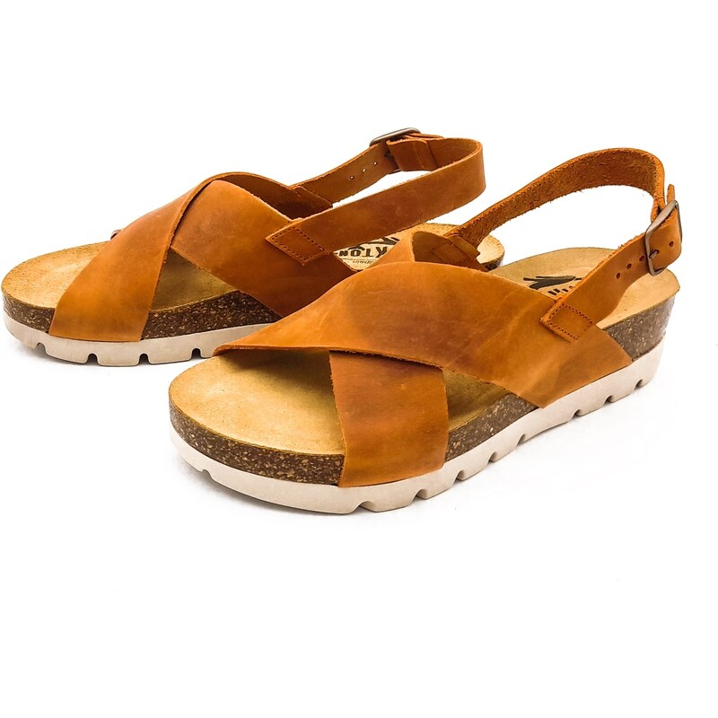 Dámské kožené sandálky 356134 APURE CUERO Plakton hnědá