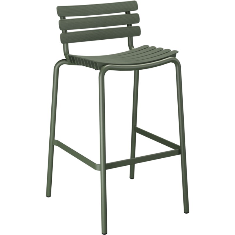 Olivově zelená plastová zahradní barová židle HOUE ReCLIPS 79 cm