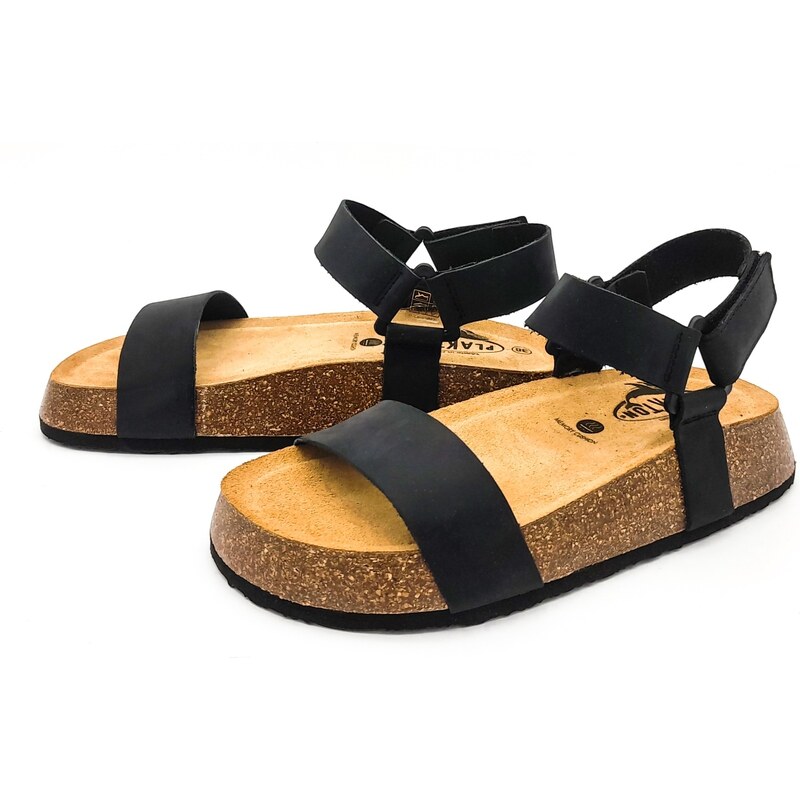 Dámské kožené sandálky 636033 APURE NEGRO Plakton černá