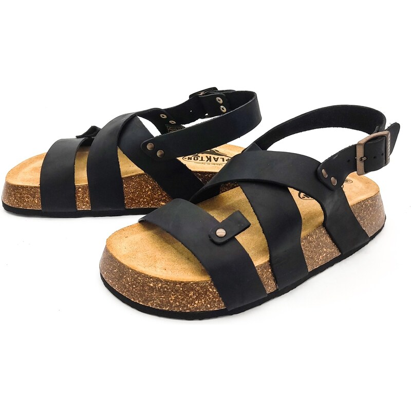 Dámské kožené sandálky 636128 APURE NEGRO Plakton černá