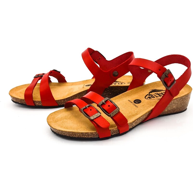 Dámské kožené sandálky 775920 VAQUETILLA ROJO Plakton červená
