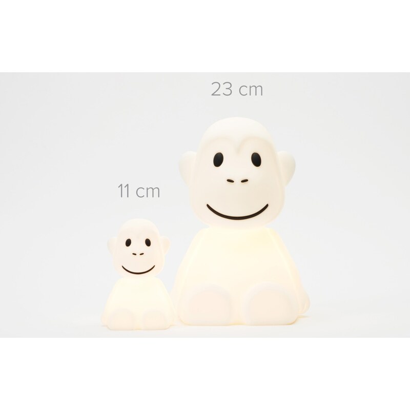 Bílá plastová dětská LED lampa Mr. Maria Monkey 11 cm