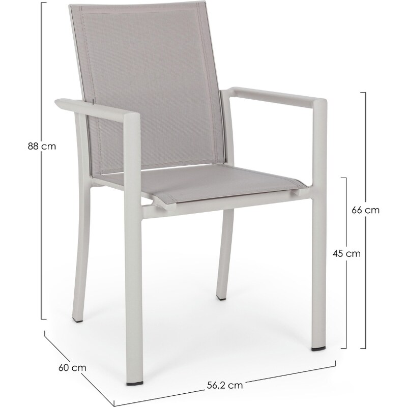 Šedo-bílá hliníková zahradní židle Bizzotto Konnor