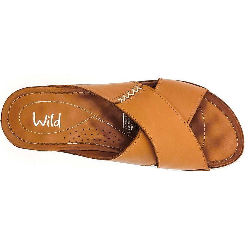 Dámské kožené pantofle 022-05-6106 hnědá WILD