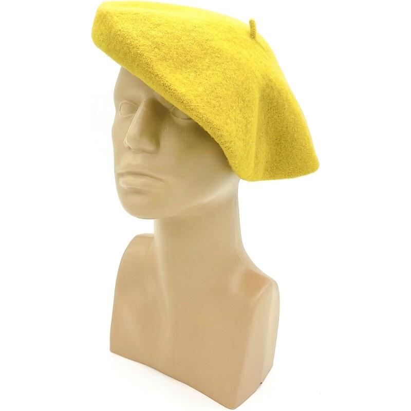 Dámský baret žlutozelený Karpet