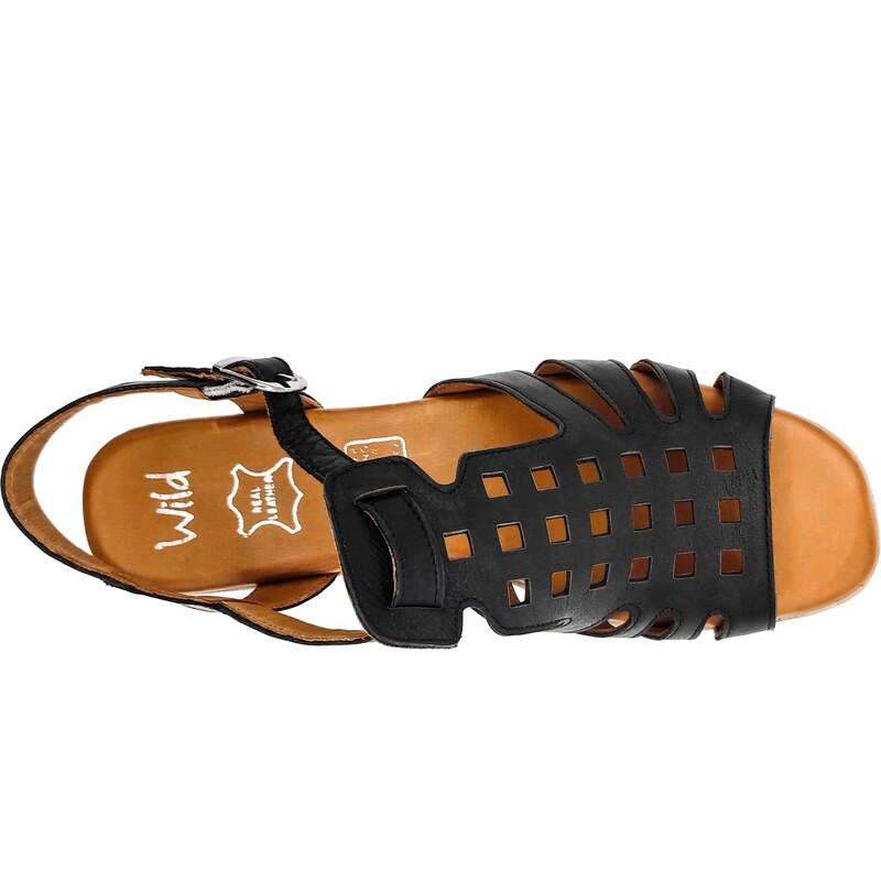 Dámské kožené sandále 061-1504 černá WILD černá
