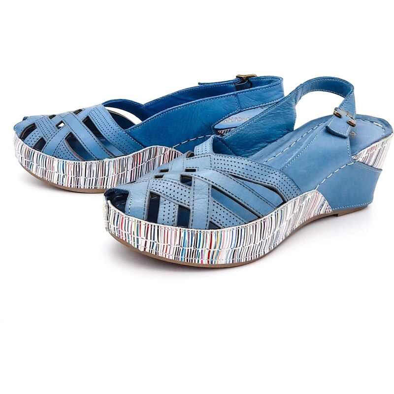 Dámské kožené sandále 46C0519 ARTIKER modré