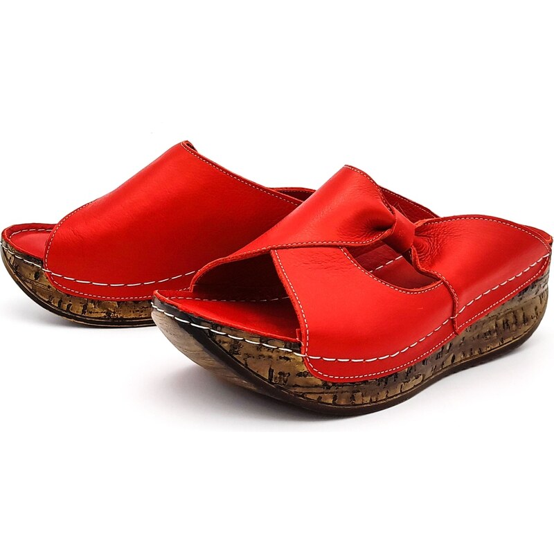 Dámské kožené pantofle 46C0525 ARTIKER červené