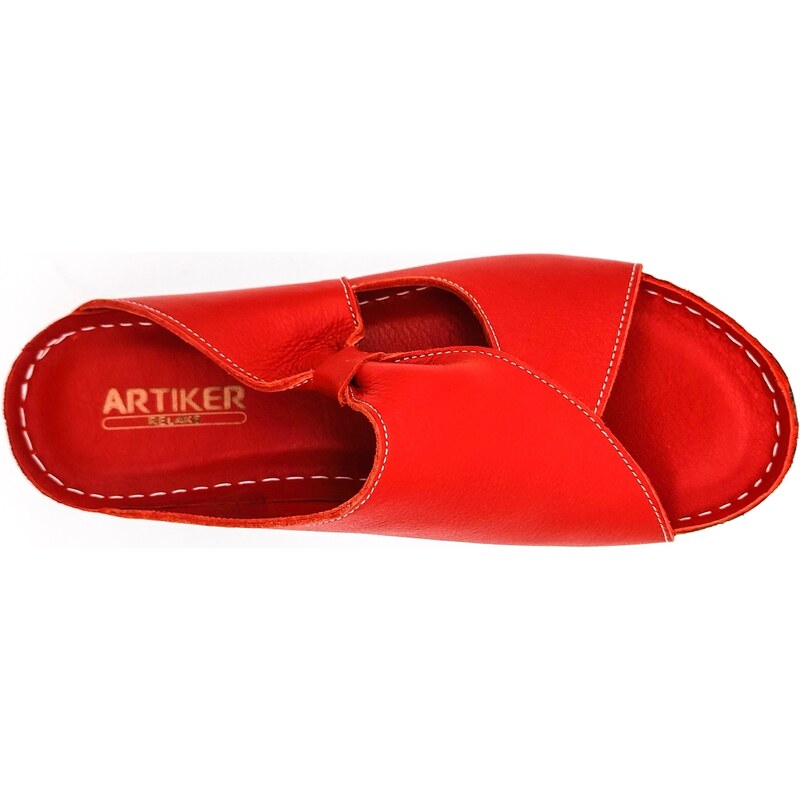 Dámské kožené pantofle 46C0525 ARTIKER červené