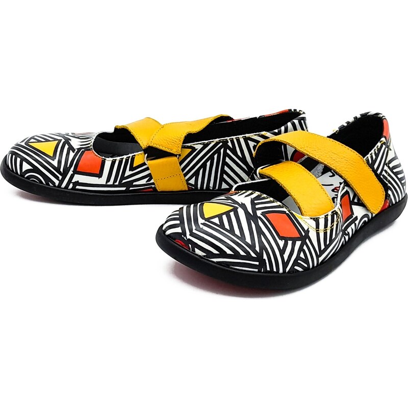 Dámské kožené baleríny 10 CORDOVAN 005 CLAMP multicolor