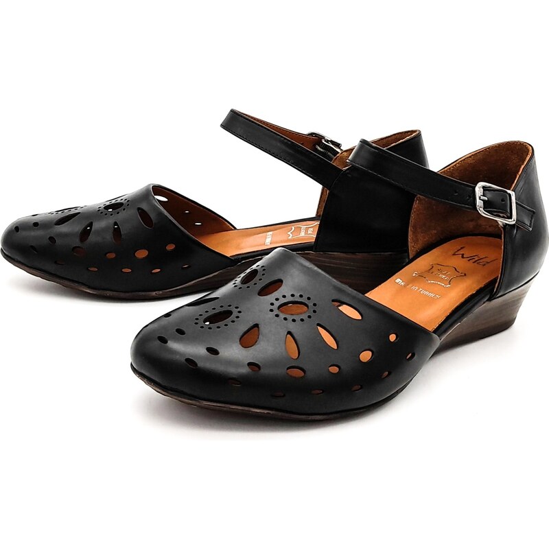 Dámské kožené sandálky 034-79 černá WILD černé