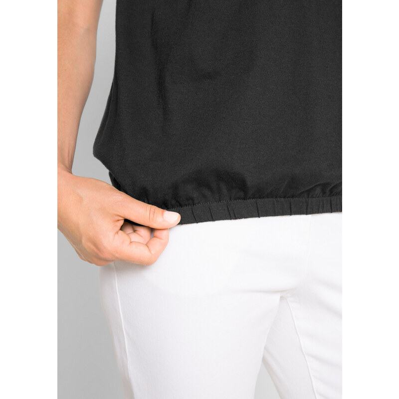 bonprix Bavlněné tričko, krátký rukáv Černá