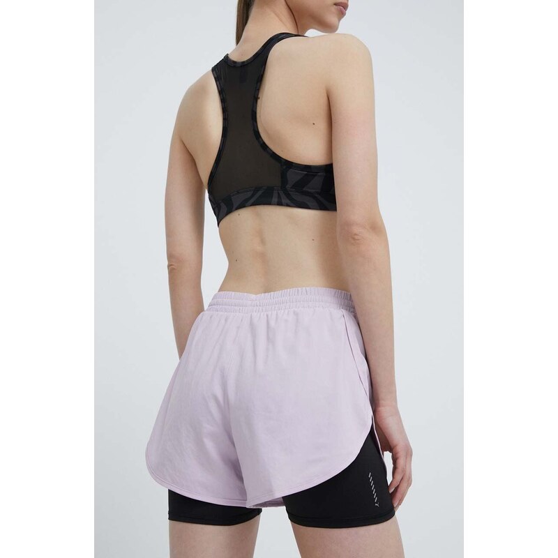 Běžecké šortky Puma STUDIO YOGINI LITE fialová barva, medium waist, 523181