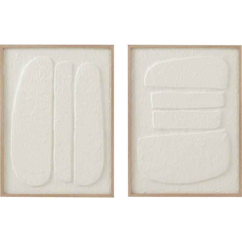 Set dvou bílých abstraktních obrazů J-line Bunky 60 x 45 cm