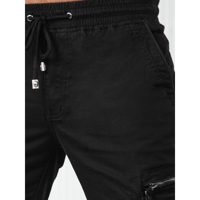 Dstreet Moderní kapsáčové černé jogger kalhoty