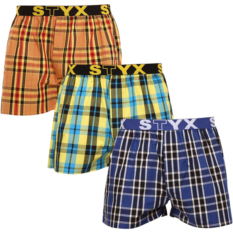 3PACK pánské trenky Styx sportovní guma vícebarevné (3B092140)