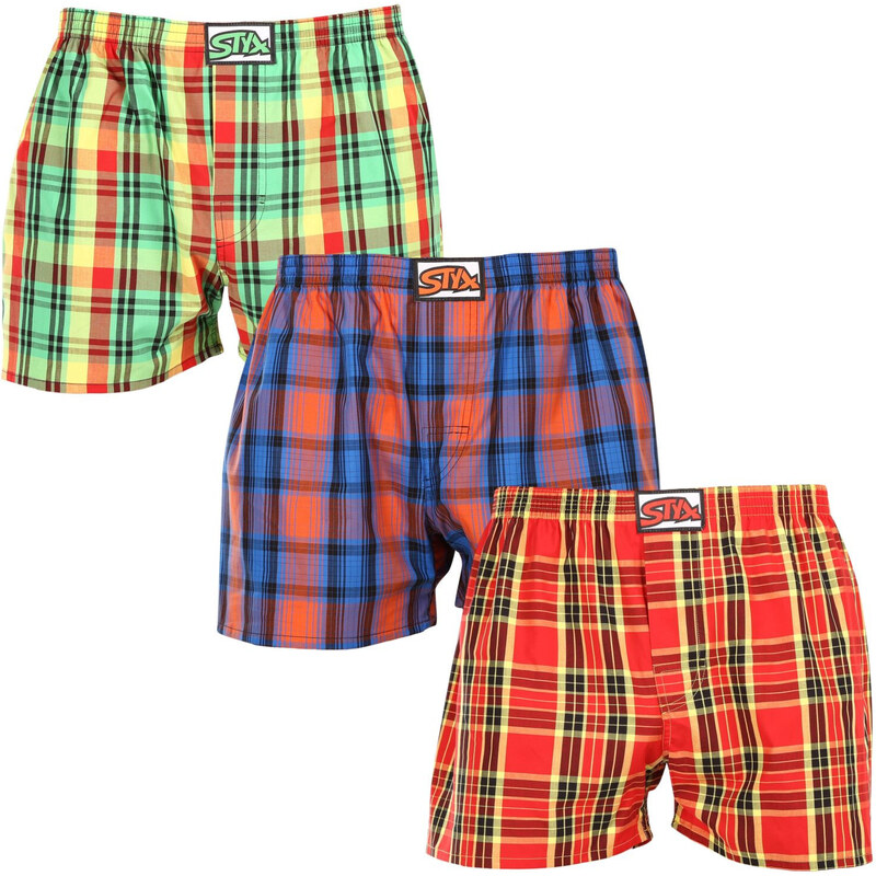 3PACK pánské trenky Styx klasická guma vícebarevné (3A100618)