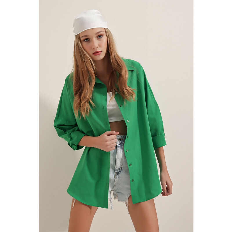 Bigdart 3900 Oversize Basic Long Shirt - Green