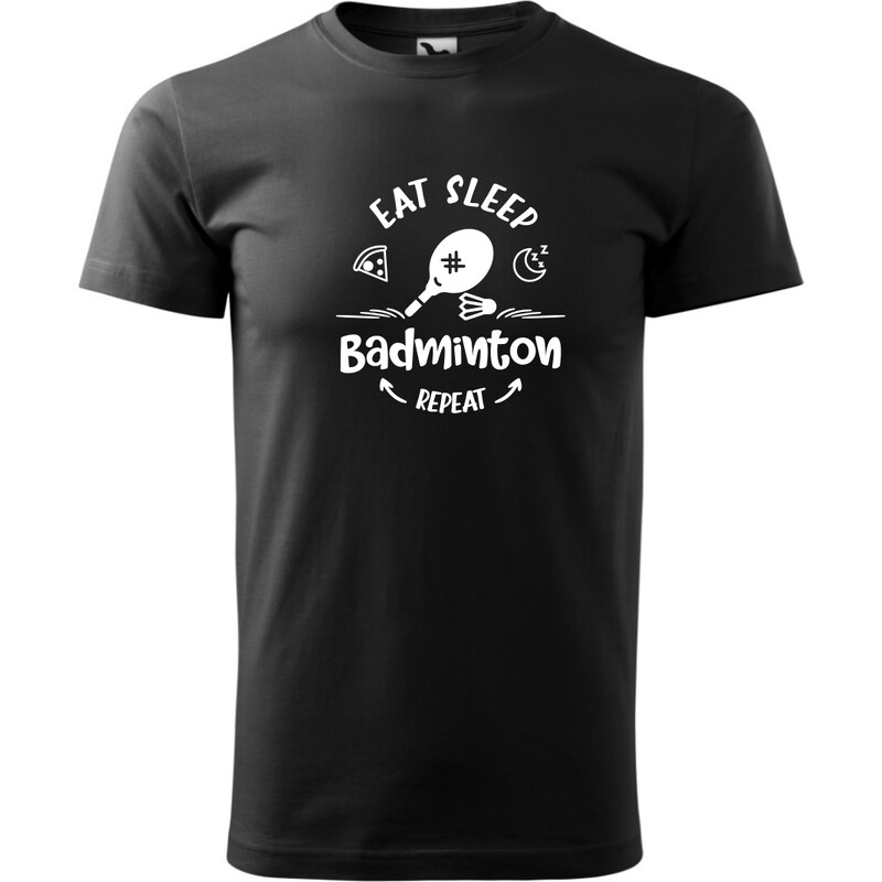 Fenomeno Pánské tričko - Eat sleep badminton - černé