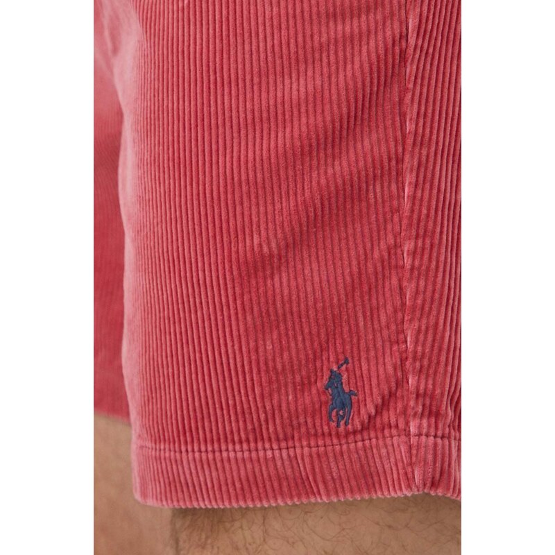 Manšestrové šortky Polo Ralph Lauren červená barva