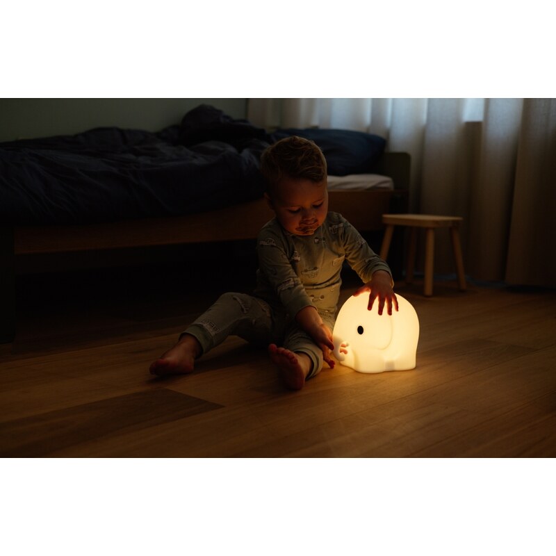 Bílá plastová dětská LED lampa Mr. Maria Elephant 18 cm