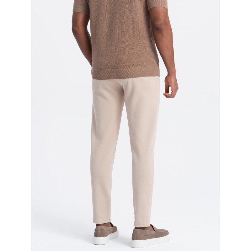 Ombre CARROT men's pants in structured two-tone knit - beige