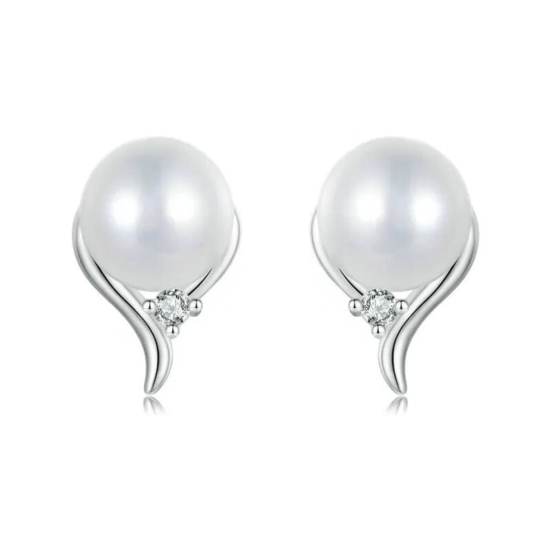GRACE Silver Jewellery Stříbrné náušnice s bílou perlou Selena - stříbro 925/1000