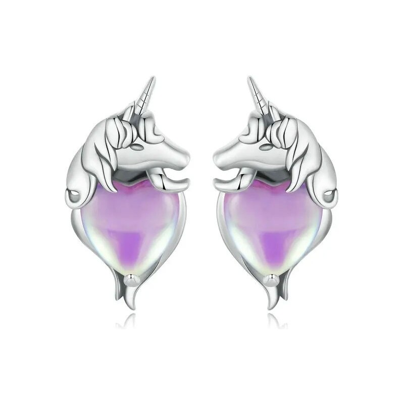GRACE Silver Jewellery Stříbrné náušnice Jednorožec - stříbro 925/1000 90515209