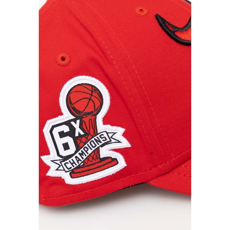 Bavlněná baseballová čepice New Era červená barva, s aplikací, CHICAGO BULLS