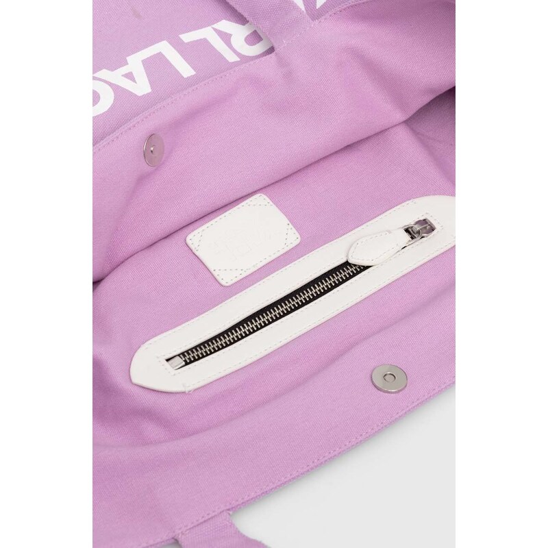 Bavlněná kabelka Karl Lagerfeld fialová barva