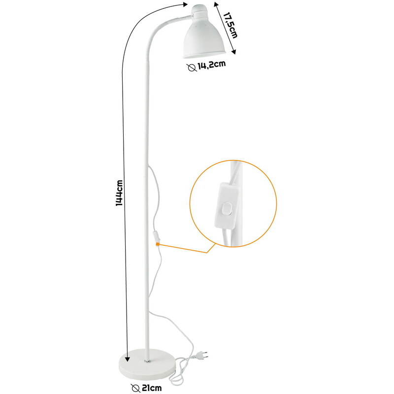 BERGE LED stojací lampa Nicozja 1xE27 140cm bílá