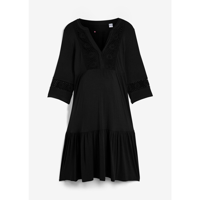 bonprix Těhotenské tunikové šaty s kojicí funkcí Černá