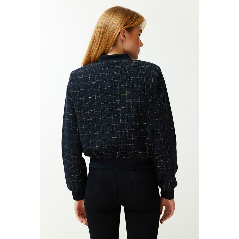 Trendyol Navy Blue Tweed Jacket Coat