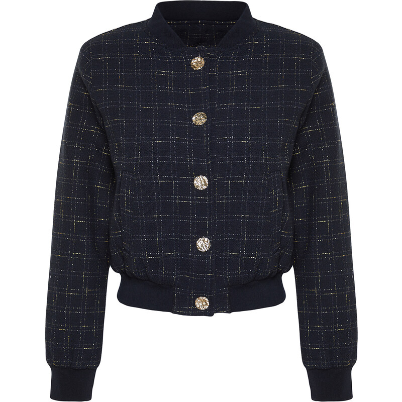 Trendyol Navy Blue Tweed Jacket Coat