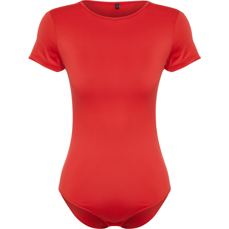 Trendyol Red Short Sleeve Elastic Snap Knitted Bodysuit