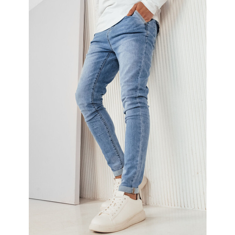 BASIC SVĚTLE MODRÉ PÁNSKÉ STYLOVÉ DŽÍNY Denim vzor