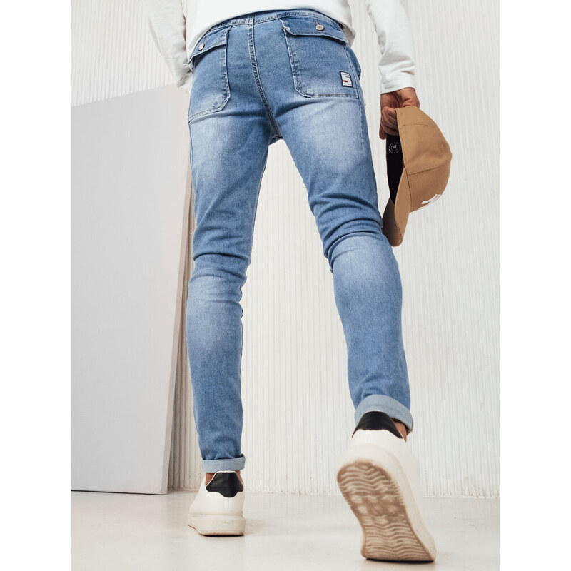 BASIC SVĚTLE MODRÉ PÁNSKÉ STYLOVÉ DŽÍNY Denim vzor