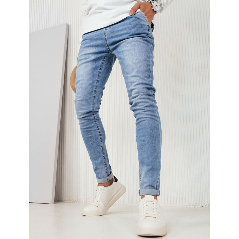 BASIC SVĚTLE MODRÉ PÁNSKÉ STYLOVÉ DŽÍNY Denim vzor